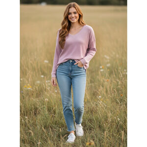 Women Top Calvin Klein Performance Plus Ribbed Knit Tunic Top Size 2X Light Pink